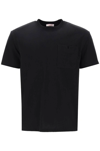 Shop Valentino Garavani Regular Fit Pocket T-shirt In Black