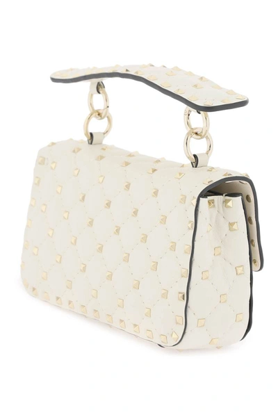 Shop Valentino Garavani Rockstud Spike Small Handbag In White