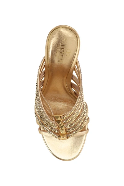 Shop Valentino Garavani Sandals In Antique Brass/crystal Aurum