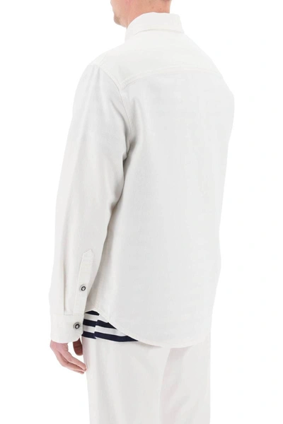 Shop Versace Medusa Denim Overshirt In White