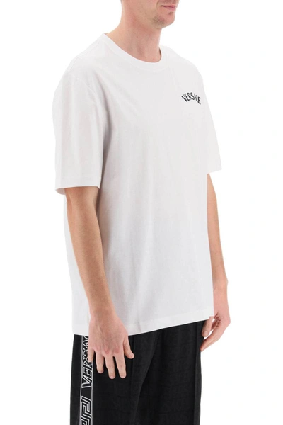 Shop Versace Milano Stamp Crew-neck T-shirt In White