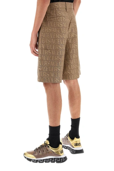 Shop Versace Allover Shorts In Brown