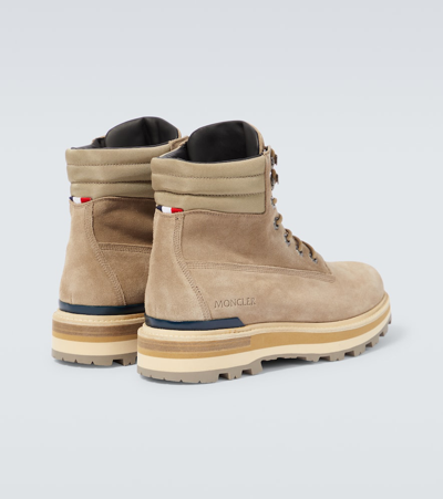 Shop Moncler Peka Suede Ankle Boots In Brown