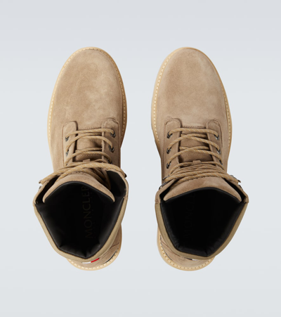 Shop Moncler Peka Suede Ankle Boots In Brown