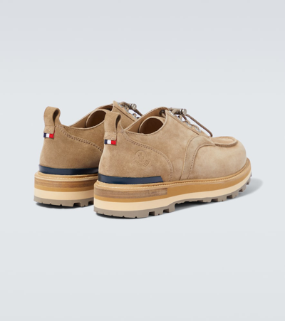 Shop Moncler Peka City Suede Derby Shoes In Brown