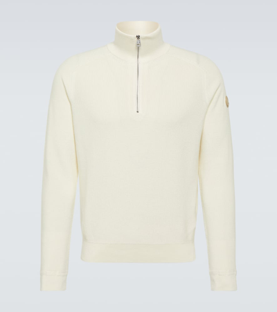 Shop Moncler Cotton And Cashmere Turtleneck Sweater In White