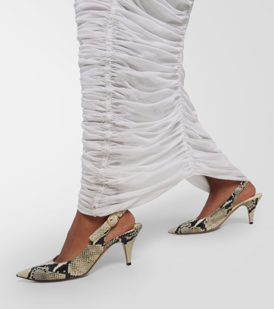 Khaite River Python-effect Leather Slingback Pumps In Beige