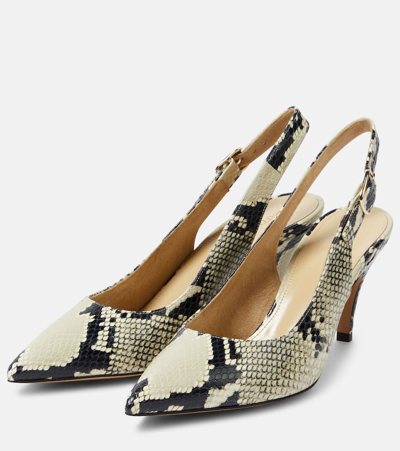 Khaite River Python-effect Leather Slingback Pumps In Beige