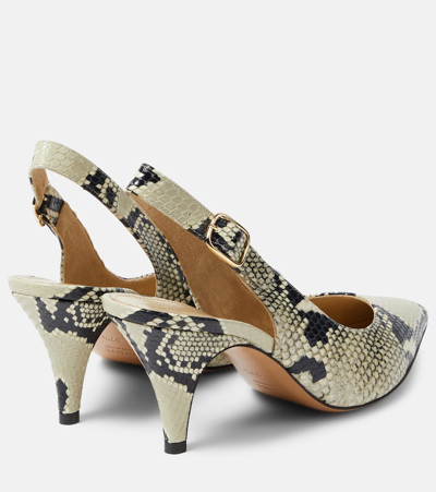 Khaite River Python-effect Leather Slingback Pumps In Beige
