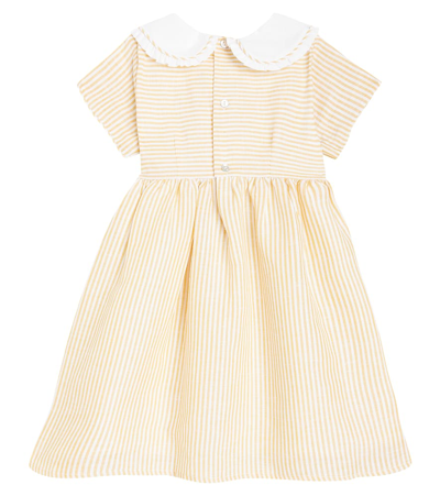 Shop La Coqueta Savanna Striped Linen And Cotton Dress In Yellow