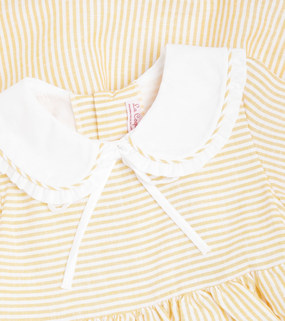 Shop La Coqueta Savanna Striped Linen And Cotton Dress In Yellow