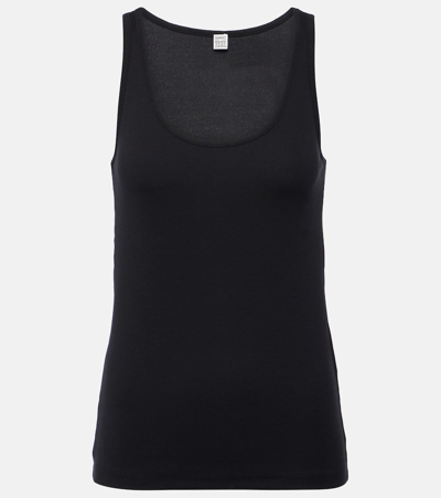 Shop Totême Ribbed-knit Cotton Jersey Tank Top In Black