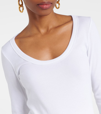 Shop Totême Ribbed-knit Cotton Jersey Top In White