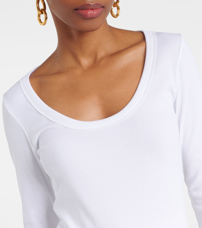 Totême Womens Ecru Ribbed Scoop-neck Stretch-wool Blend Top In White
