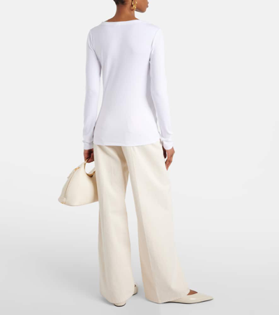 Shop Totême Ribbed-knit Cotton Jersey Top In White