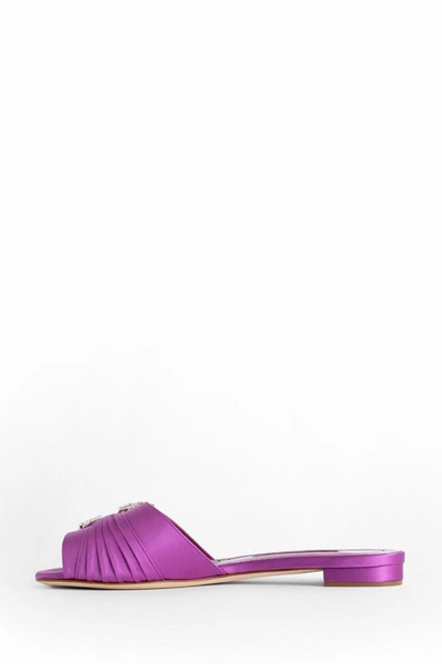 Shop Manolo Blahnik Slides In Purple