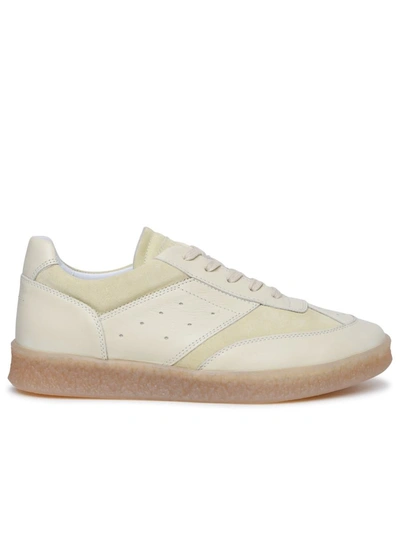 Shop Mm6 Maison Margiela Ivory Leather Sneakers In Avorio