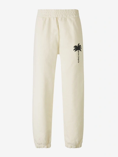 Shop Palm Angels Logo Cotton Joggers In Beix