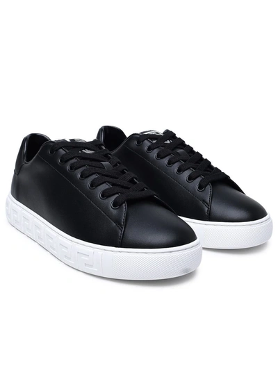 Shop Versace Black Leather Sneakers