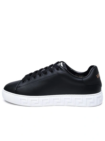 Shop Versace Black Leather Sneakers
