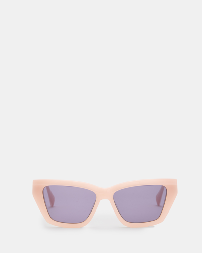Shop Allsaints Kitty Rectangular Cat Eye Sunglasses In Plaster Pink