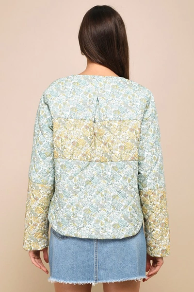 Shop Lulus Warmest Darling Blue And Yellow Floral Print Quilted Jacket