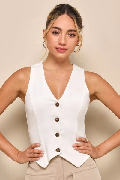 Lulus Elevated Impression Ivory Sleeveless Vest Top In Ivory