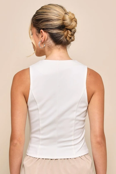 Lulus Elevated Impression Ivory Sleeveless Vest Top In Ivory