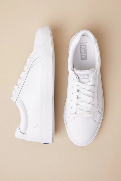 Keds Pursuit White Leather Lace-up Sneakers In White