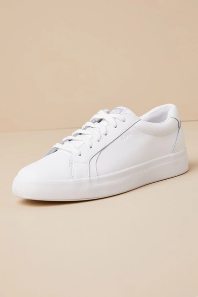 Keds Pursuit White Leather Lace-up Sneakers In White