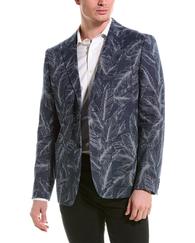 Shop Ted Baker Postoj Slim Linen-blend Jacket In Blue