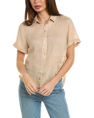 Shop Bella Dahl Cuffed Linen Shirt In Brown