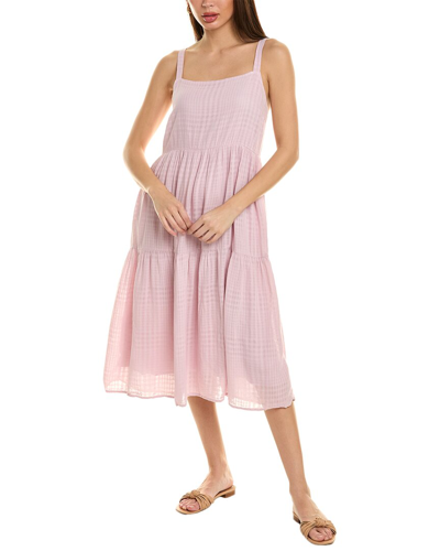 Shop Bella Dahl Tiered Linen-blend Midi Dress In Pink
