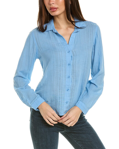 Shop Bella Dahl Button Down Linen-blend Shirt In Blue