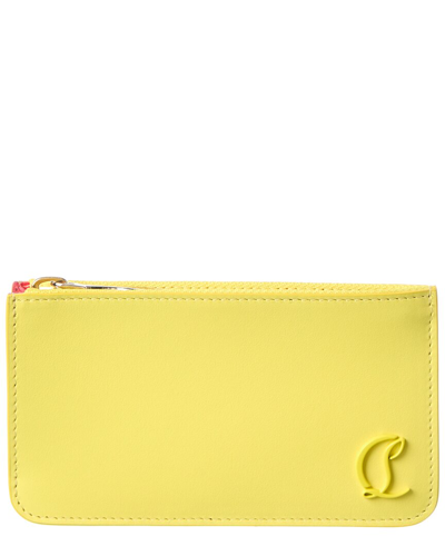 Shop Christian Louboutin Loubi54 Leather Card Holder In Yellow