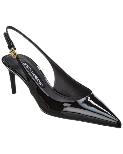 Shop Dolce & Gabbana Dg Logo Leather Slingback Pump In Black