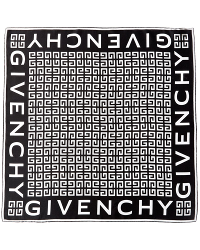 Shop Givenchy 4g Monogram Silk Square Scarf In Black