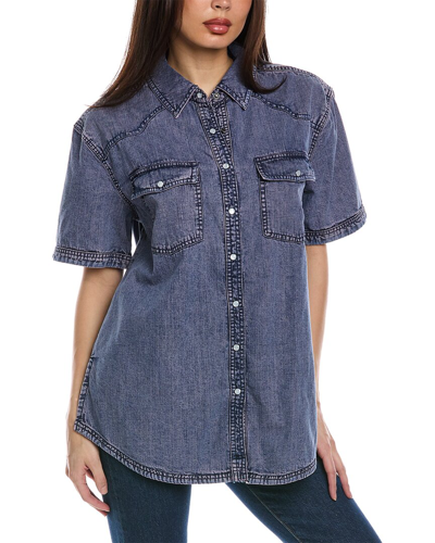 Shop Free People The Short Of It Denim Shirt In Pink