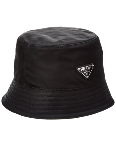 Shop Prada Logo Re-nylon Bucket Hat In Black