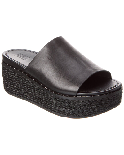 Shop Fitflop Eloise Leather Espadrille Wedge Sandal In Black