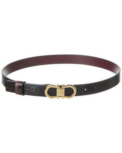 Shop Ferragamo Gancini Reversible & Adjustable Leather Belt In Black