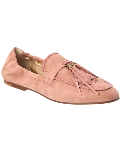 Shop Tod's Suede Flat In Pink