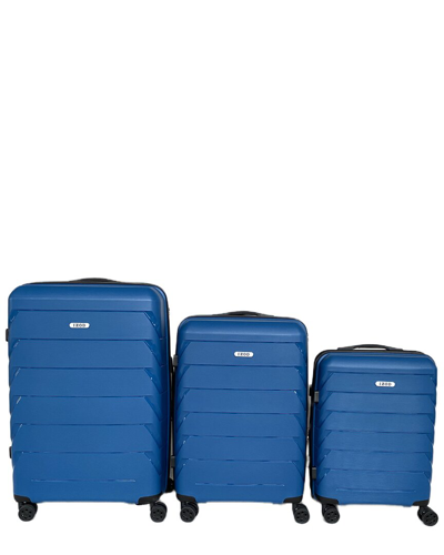 Shop Izod Ashley Expandable 3pc Suitcase Set In Blue