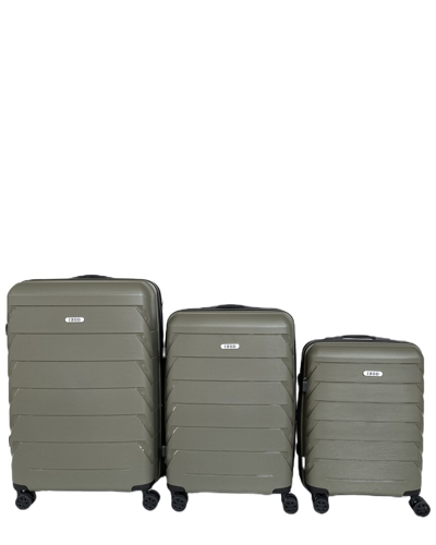 Shop Izod Ashley Expandable 3pc Suitcase Set In Green