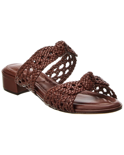 Shop Alexandre Birman Clarita 30 Intrecciato Leather Sandal In Brown