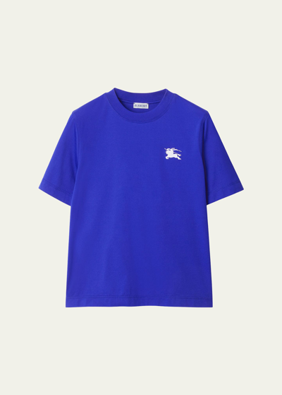 Shop Burberry Ekd Embroidered Tee, Blue In Knight