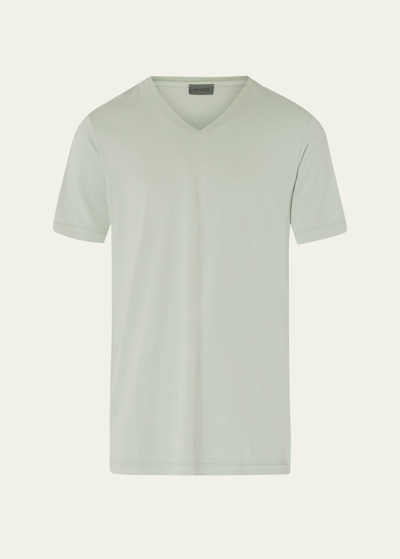 Shop Hanro Men's Living V-neck Shirt In Mineral Green
