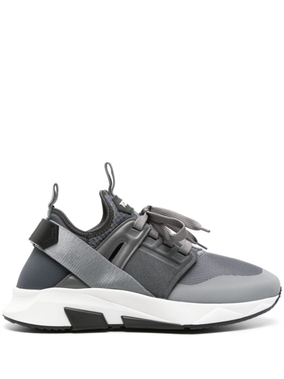 Shop Tom Ford Grey Jago Sock-style Sneakers