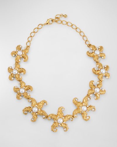 Shop Kenneth Jay Lane Starfish Motif Necklace In Gold