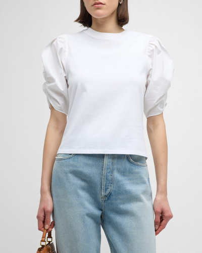 Shop Frame Pleated Puff-sleeve Tee In White